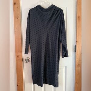 Charcoal Black Midi Dress Swiss dot Rouged Neck